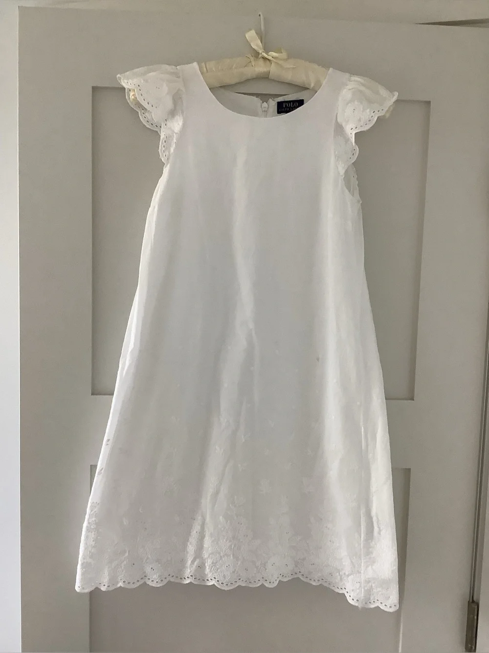 Ralph Lauren Girls’ Eyelet Cotton Voile Dress, Size 12, Excellent Condition